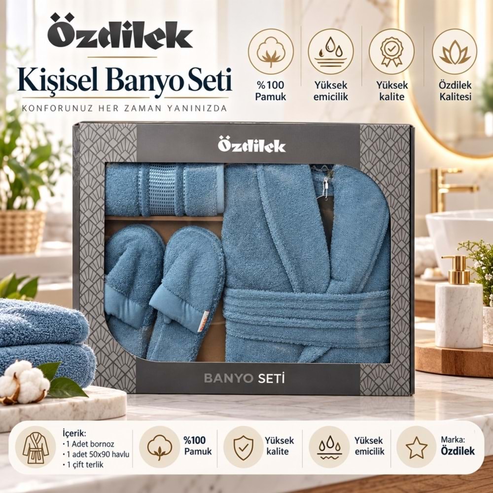 Özdilek Colourist Maldiv Kişisel Banyo Bornoz Seti (S-M Beden)
