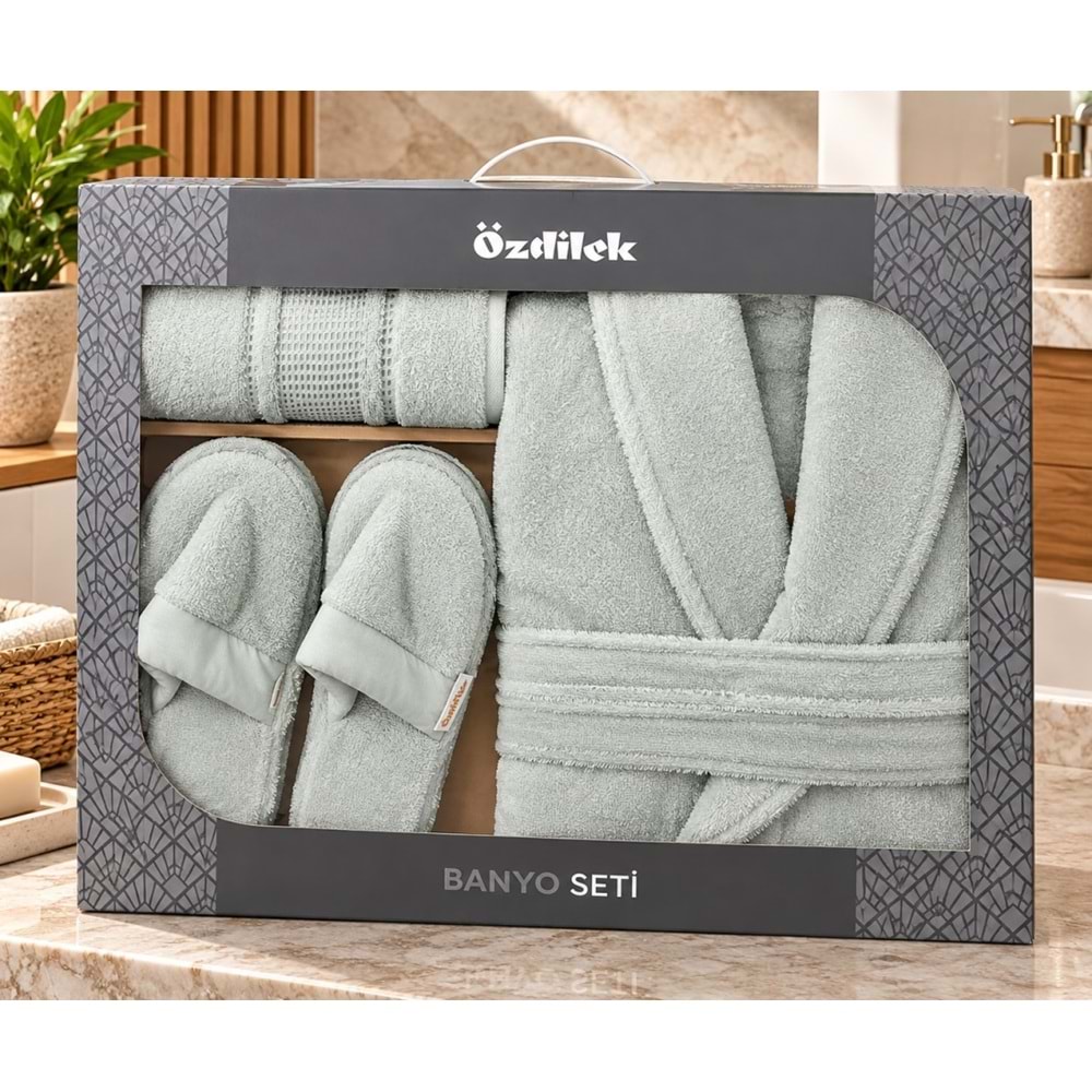 Özdilek Colourist Su Yeşili Kişisel Banyo Bornoz Seti (L Beden)