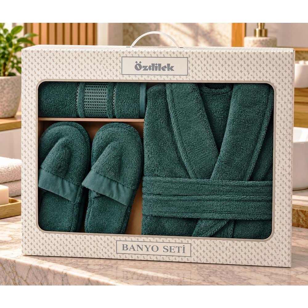 Özdilek Colourist Zümrüt Kişisel Banyo Bornoz Seti (XL Beden)
