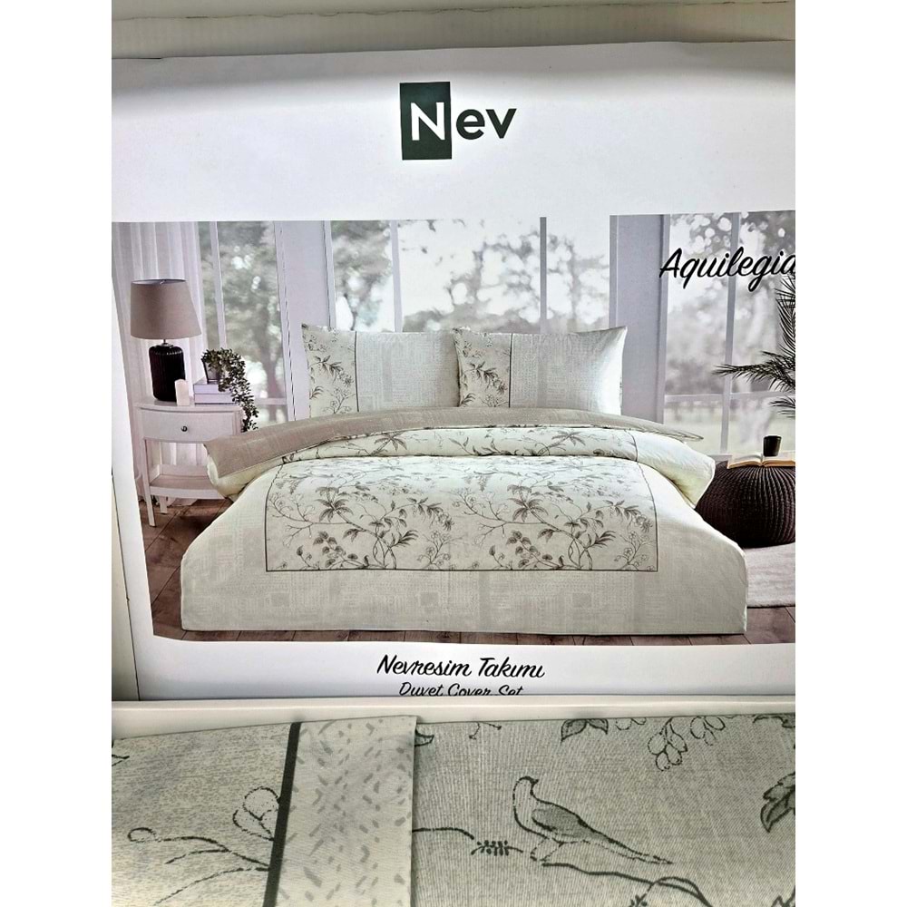 Özdilek Nev Serisi -Aquilegia Yeşil- Çift Kişilik Nevresim Takımı