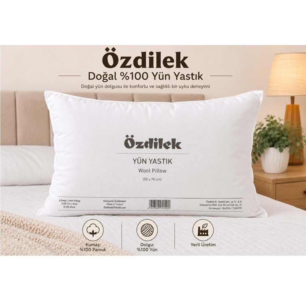 Özdilek (Çift Kişilik Set) Doğal 1 Adet Yün Yorgan + 2 Adet Yün Yastık