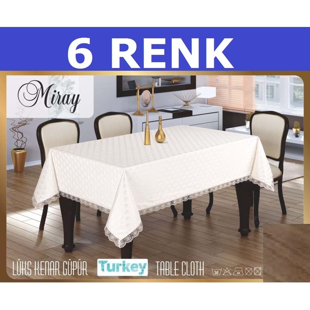 Fransız Güpürlü KDK Dertsiz Masa Örtüsü 155x215 (SEÇENEKLİ)