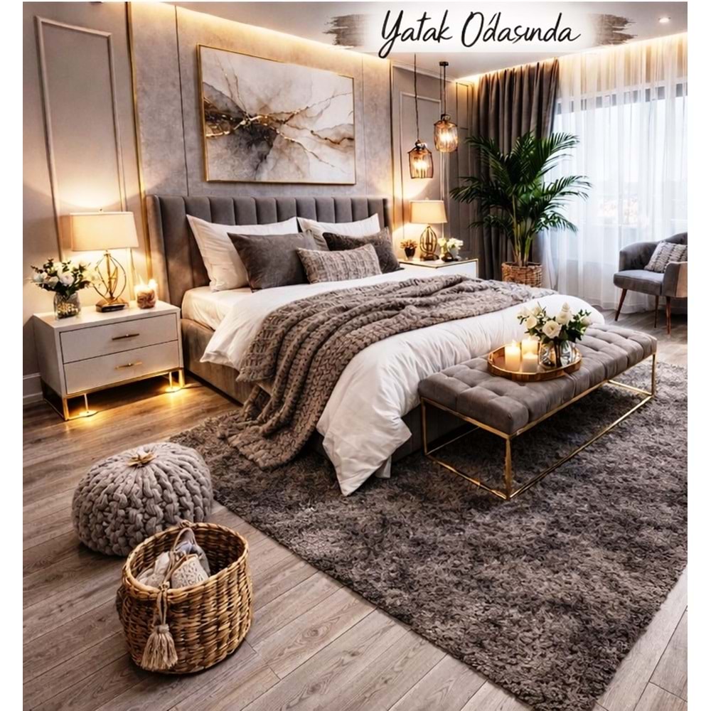 Giz Home Tilda Uzun Tüylü Post Halı (150x200)-K.Kahve