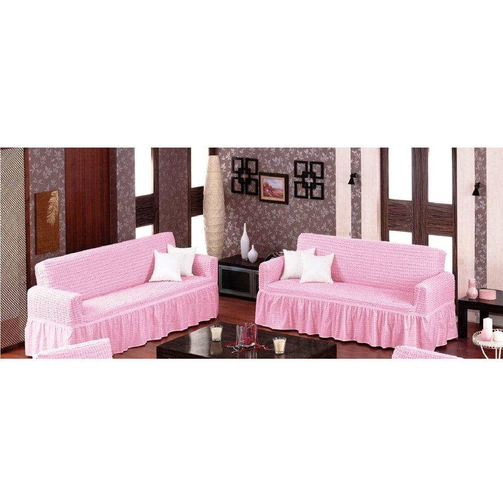 Altın Kelebek Bürümcük Koltuk Örtüsü Maxi Çekyat (3+3)-Pembe