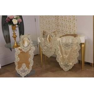 royal MEYRA 5 parça kadife salon takımı Krem
