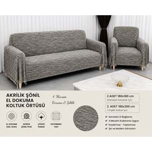 Mandaş Şönil Dokuma Koltuk Örtüsü Maxi Takım 3+3+1+1 (SEÇENEKLİ) - K Gri