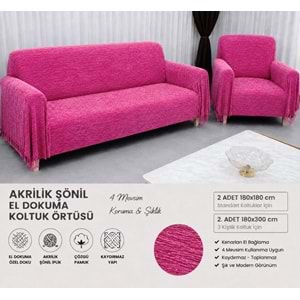 Mandaş Şönil Dokuma Koltuk Örtüsü Maxi Takım 3+3+1+1 (SEÇENEKLİ) - K.Pembe