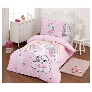 Özdilek Ranforce Tek Kişilik Çocuk Nevresim Takımı-Unicorn Pembe
