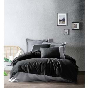 Cotton Box Plain Ranforce Tek Kişilik Nevresim Takımı-Siyah Gri