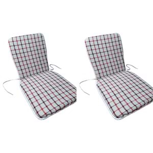 2 Adet Buldan Arkalıklı Sandalye Minderi, Midi Boy (Kalınlık 3,5cm)-Bordo Kırmızı