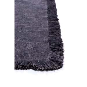 Mandaş Halı Rustik RS01 Anthracite Dört Tarafı Saçaklı Pamuklu Yıkanabilir Kilim - 80X150CM