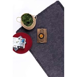 Mandaş Halı Rustik RS01 Anthracite Dört Tarafı Saçaklı Pamuklu Yıkanabilir Kilim - 80X150CM