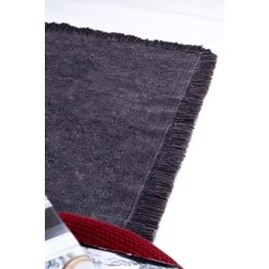 Mandaş Halı Rustik RS01 Anthracite Dört Tarafı Saçaklı Pamuklu Yıkanabilir Kilim - 80X150CM