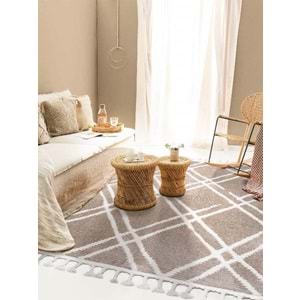 Mandaş Halı Cool CL04 Beige İskandinav Peluş Dokulu Makine Halısı - 80X150CM
