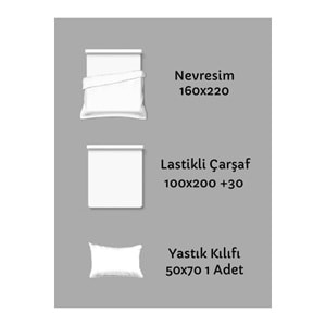 Patiska Yeni Nesil Çarşafı Lastikli Çift Taraflı Tek Kişilik Nevresim Takımı-Lila Gri