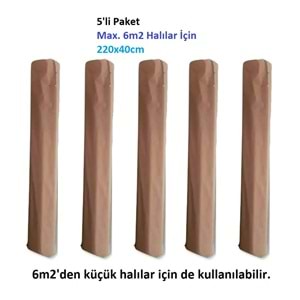 Mandaş Tekstil 5 Adet Halı Hurcu Kılıfı Poşeti 220x40cm (Max. 6m2 Halı İçin)