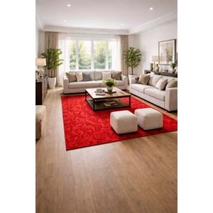 Prizma Bianca Eskitme Desen Kaymaz Latex Taban Halı (150x200)-Kırmızı