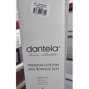 Dantela Premium Jakarlı Mery 6 Parça Pamuk Aile Bornoz Seti-Krem Petrol