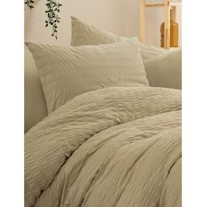 Cotton Box Crepe Lastikli Çarşaflı Lüks Penye Çift Kişilik Nevresim Takımı-Bej