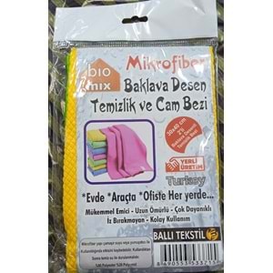 Bio Mix 4lü Mikrofiber Baklava Desen Temizlik ve Cam Bezi (30x40)