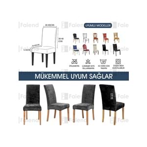 Mandaş 6 Adet Kadife Sandalye Kılıfı Likralı Lastikli-K.Kahve