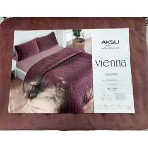 Aksu Soft Vienna Çift Kişilik Yatak Örtüsü Seti (220x240)-Mürdüm