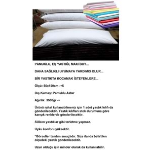 Karı Koca Yastığı 50x150+Yastık Kılıfı, Pamuklu, Double Size Uzun Maxi Boy Yastık (50x150)