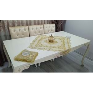 fransız organize ipek Vitrin seti boncuklu model 16 parça Gold
