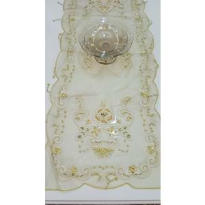fransız organize ipek Vitrin seti boncuklu model 16 parça Gold