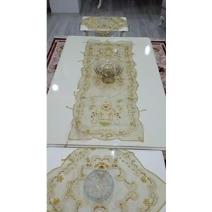 fransız organize ipek Vitrin seti boncuklu model 16 parça Gold