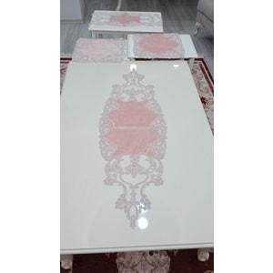 Öz Home Kadife 5 li Salon Takımı Pudra Pembe