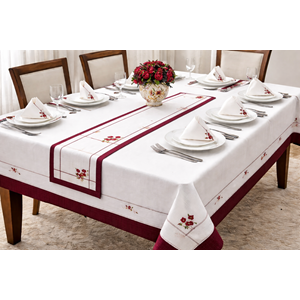 Maraş işi Green lıght Yemek Seti 10 parça krem/ BORDO