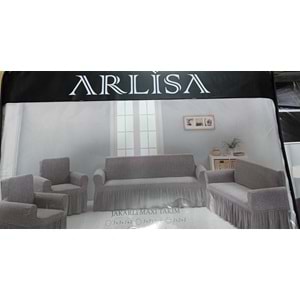 Arlisa jakarlı Kare Cizgili Etekli Maksi Koltuk Örtüsü 3+3+1+1 A Kahve