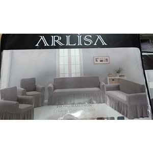 Arlisa jakarlı Kare Cizgili Etekli Maksi Koltuk Örtüsü 3+3+1+1 Antrasit