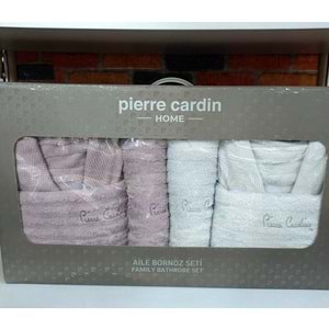 Pierre Cardin 6 Parça Jakarlı Aile Bornoz Seti-Wave Soft Lila Gri