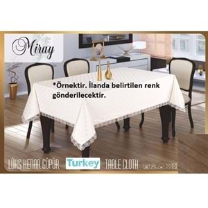 Fransız Güpürlü KDK Dertsiz Masa Örtüsü (155x215)-Kappuçino