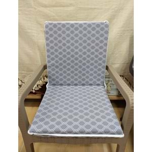 1 Adet Komutan Arkalıklı Sandalye Minderi, Extra Kalın (Kalınlık 5cm)-Denizci Gri