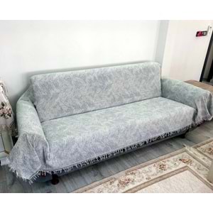 Pamuklu Kaymaz Alaca Maxi Boy Kolları Kapatan Koltuk Örtüsü (170x320)-Gri
