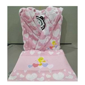 Özdilek Lisanslı Çocuk Havlu Bornoz Seti 1/2 Yaş-Tweety Heart Pembe