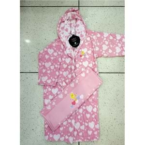 Özdilek Lisanslı Çocuk Havlu Bornoz Seti 1/2 Yaş-Tweety Heart Pembe