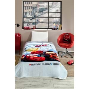 Özdilek Lisanslı Tek Kişilik Çocuk Battaniye (155x215)-Şimşek Mcqueen Cars Road Gri