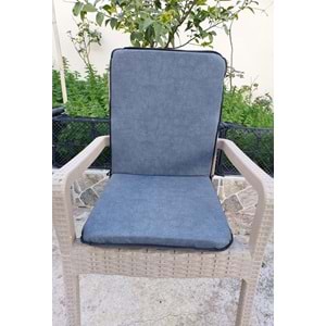 1 Adet Rattan Arkalıklı Sandalye Minderi (Kalınlık 4cm)-Primer K.Gri