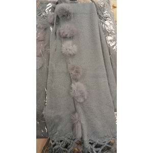 Angora Ponponlu Şal 60x180 - Gri