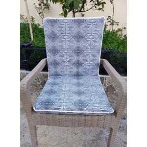 2 Adet Komutan Arkalıklı Sandalye Minderi, Extra Kalın (Kalınlık 5cm)-Nokta Siyah Beyaz