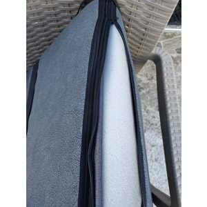 2 Adet Rattan Arkalıklı Sandalye Minderi (Kalınlık 4cm)-Primer K.Gri