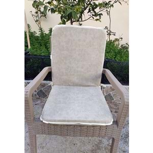 4 Adet Rattan Arkalıklı Sandalye Minderi (Kalınlık 4cm)-Primer Bej