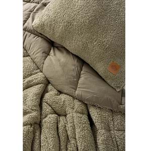 Cotton Box Wellsoft Tek Kişilik Peluş Yorgan Seti (Dolu Yastıklı)-Taş