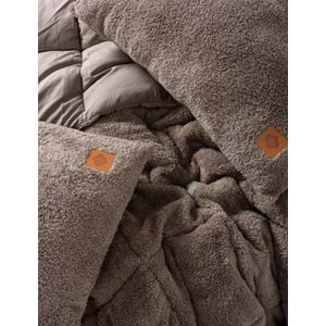 Cotton Box Wellsoft Tek Kişilik Peluş Yorgan Seti (Dolu Yastıklı)-Bej
