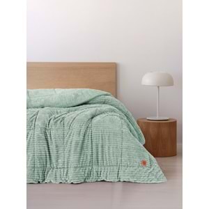 Cotton Box -Wave Adaçayı- Peluş Tek Kişilik Yorgan (155x215)