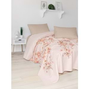 FİXE Baskılı Çift Kişilik Pike Takım Pansy Bej